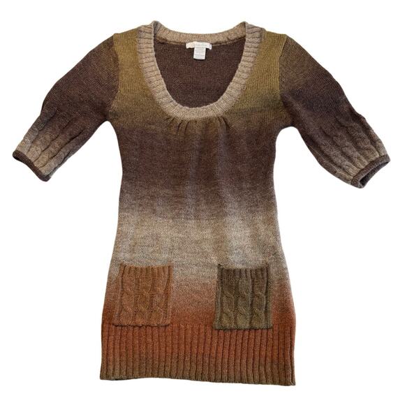 VTG Y2K 90s Charlotte Russe Ombre Earth Tone Hip-Length Sweater Boho Grunge Sm - Picture 1 of 7